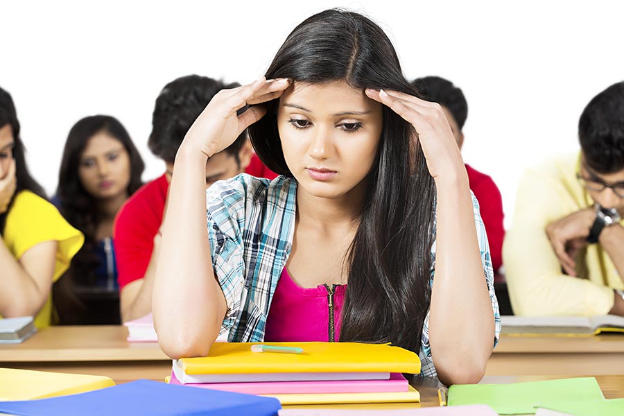 Indian College Girl Student Education Burden Discomfort Studying Exam ...