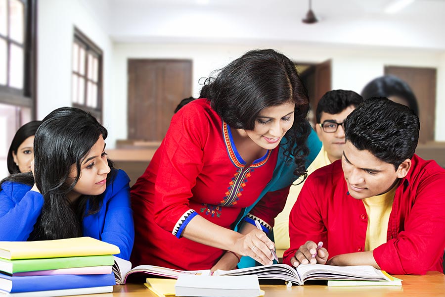 Indian College Students And Professor Teaching Book studying Education ...