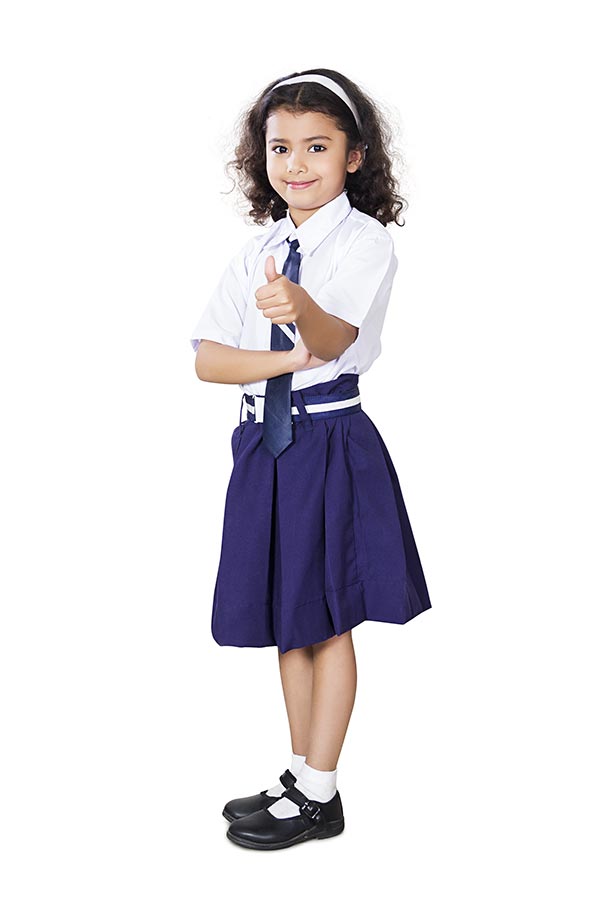 Indian Kid Girl School Student Standing Thumbsup Success