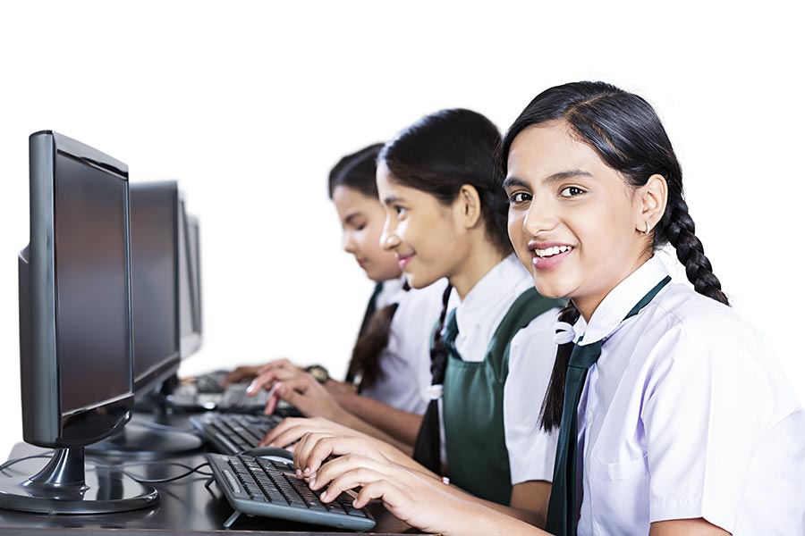 Elementary-School Students Classmates Using Computer Studying E ...