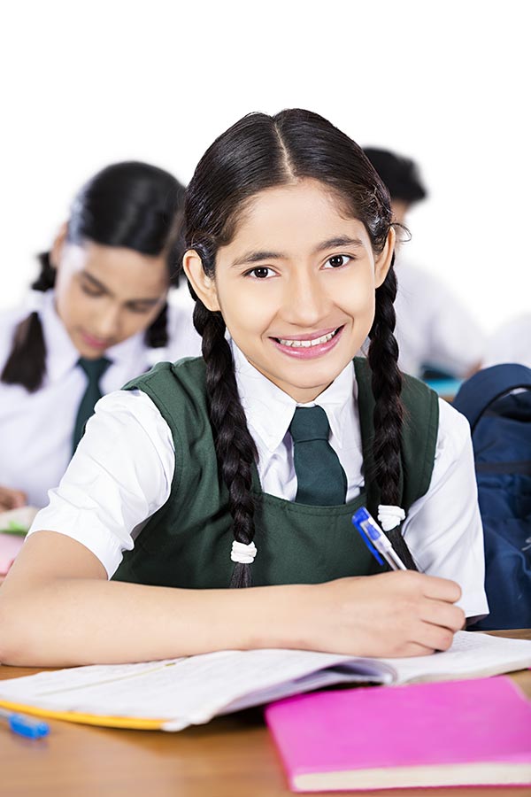 Indian School Teenage-Girl Student Writing In-Notebook Studying ...