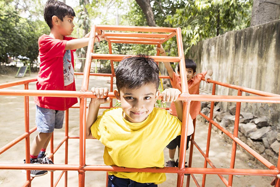 Kids Playing Jhula Boy Holding Jhula Having Fun Enjoying Play-Ground