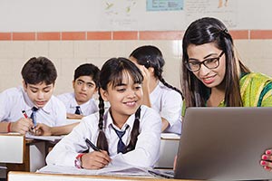 Girl Student Teacher Laptop Teaching