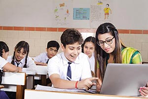 Boy Student Teacher Laptop Teaching