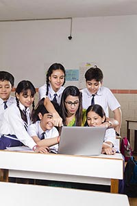 Teacher Teaching School Students Laptop