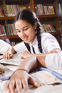 School Student Studying Library