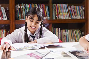 Girl Student Studying Library