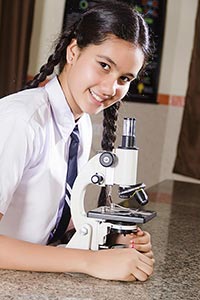 Girl Microscope Research Lab