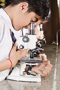 School Students Microscope Research