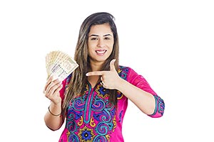 Woman Housewife Money Pointing
