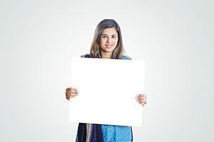 Indian Businesswoman Holding Message Board