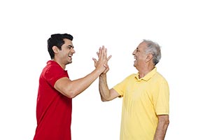 Father Son Clapping Hands Smiling