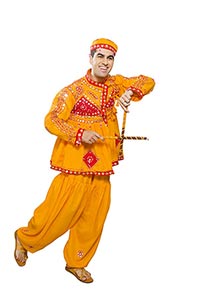 Gujrati Man Dancer Performing Dandiya