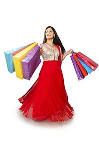 Smiling Indian Beautiful Woman Shopping Bags