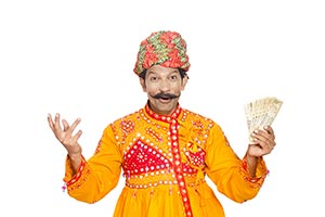 Gujrati Man Showing Money Amazement