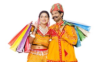 Indian Gujrati Couple Shopping Bags
