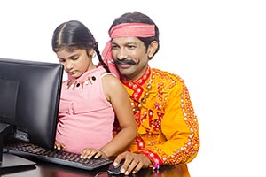 Gujrati Father Daughter Computer Education