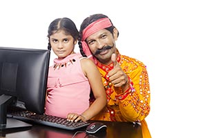 Gujrati Father Daughter Computer E-Learning
