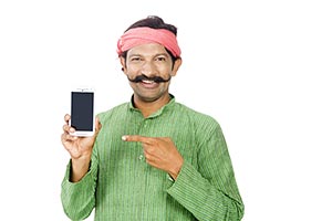 Rural Man Pointing Showing Smartphone