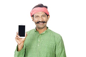 Rural Man Showing Smartphone
