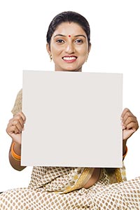 Rural Woman Showing Message Board