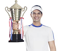 Indian Tennis Player Trophy Cup Victory