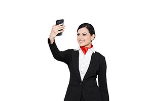 Air Hostess Taking Selfie