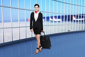 Air Hostess Walking Airport