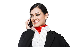 Airhostess Woman Talking Phone