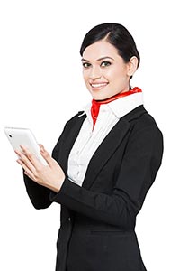 Air hostess Tablet Chatting