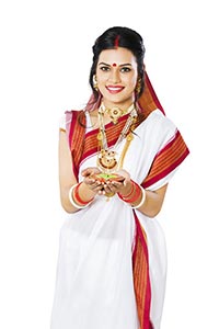 Bengali Woman Holding Diya