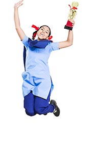 Student Girl jumping Trophy