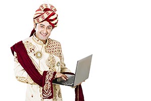 Groom Wedding Laptop Working